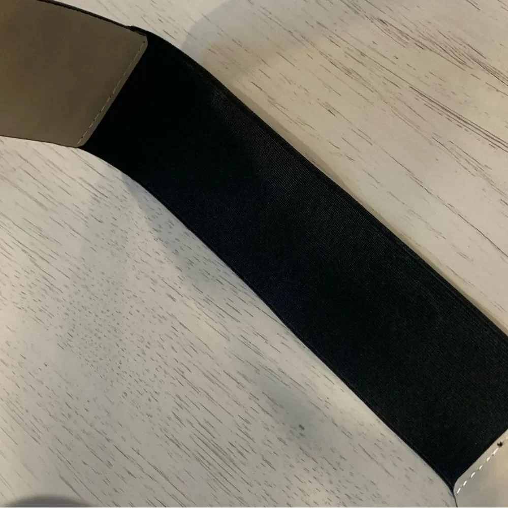 Vince Camuto Black Leather Belt with Silver Buckle NWOT